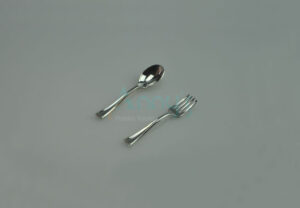 4″ Mini Silver Plastic Flatware Fork and Spoon for Cake-ACS012
