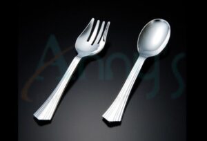 Heavy Weight Plastic Silver Serving Fork and Spoon-ACS014