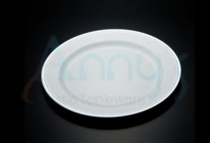 White China-like Disposable Plastic Plate with Golden Rim-APC08