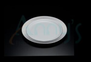 Round Disposable White Plastic Plate with Silver Edge-APC04