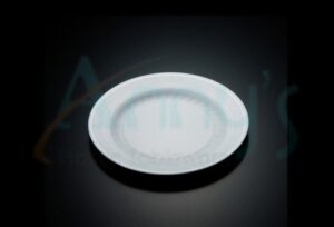 Disposable White China Like Plastic Plate with Silver bands-APC09