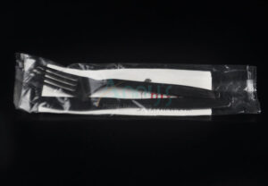 Wrapped knife, fork and napkin kit