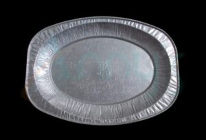 10″ Disposable Oval Aluminum Foil Embossed Serving Tray-AFPO004