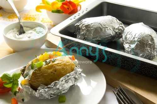 potatoes wrapped in aluminum foil, Anny's Plastic Tableware