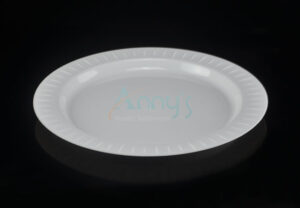 6" white elegant plastic dessert plate