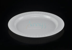 9″/23cm White Elegant Disposable Plastic Dinner Plate-APC109