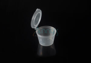 3oz/90ml Disposable Plastic Souffle Cups with Hinged Lids-ACPH030