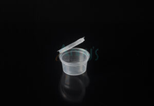 1oz/30ml Disposable Plastic Sauce Cups with Hinged Lids-ACPH010