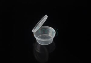 2oz disposable plastic PP sauce pot with hinged lid, 60ml PP hinged lid sauce portion pot