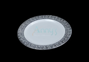 7.5 inch Lace White Plastic Salad Plates with Silver Lace-APC15075