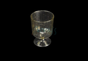 5oz glittered stemmed plastic wine glass