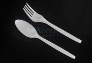 17cm/6.5 inch Heavy Weight Cornstarch Biodegradable Disposable Cutlery Spoon and Fork-ABCS004