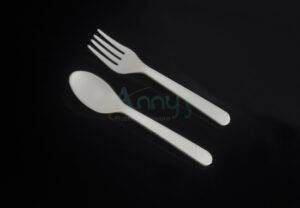 5inch/12.5cm Corn Starch Disposable Biodegradable Dessert Fork and Spoon-ABCS003