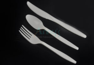 heavy weight cornstarch biodegradable cutlery fork, knife and spoon