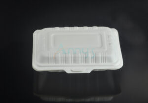 400ml Disposable Compostable Cornstarch Hinged Lid Lunch Box-ABCC006
