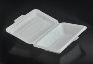 650ml Corn Starch Biodegradable Lunch Box with Hinged Lid-ABCC007