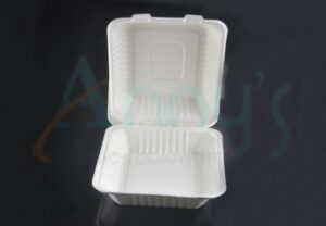 9″x9″ Biodegradable/Compostable Bagasse/Sugarcan Clamshell Meal Box-BGC9