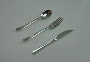 deluxe long silver plastic cutlery, flatware
