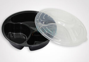 1000ml microwaveable plastic container with 3 compartments