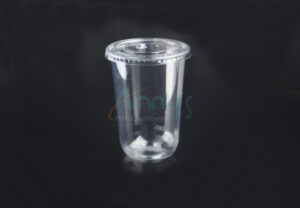 16oz/480ml Disposable PET U Shaped Ice tea dessert Cups with lids-AUET1601