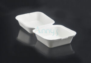 450ml biodegradable compostable bagasse clamshell containers 6"x6"