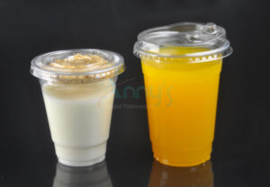 14oz, 16oz Disposable plastic PET cold drinking cups with strawless lids and inserts